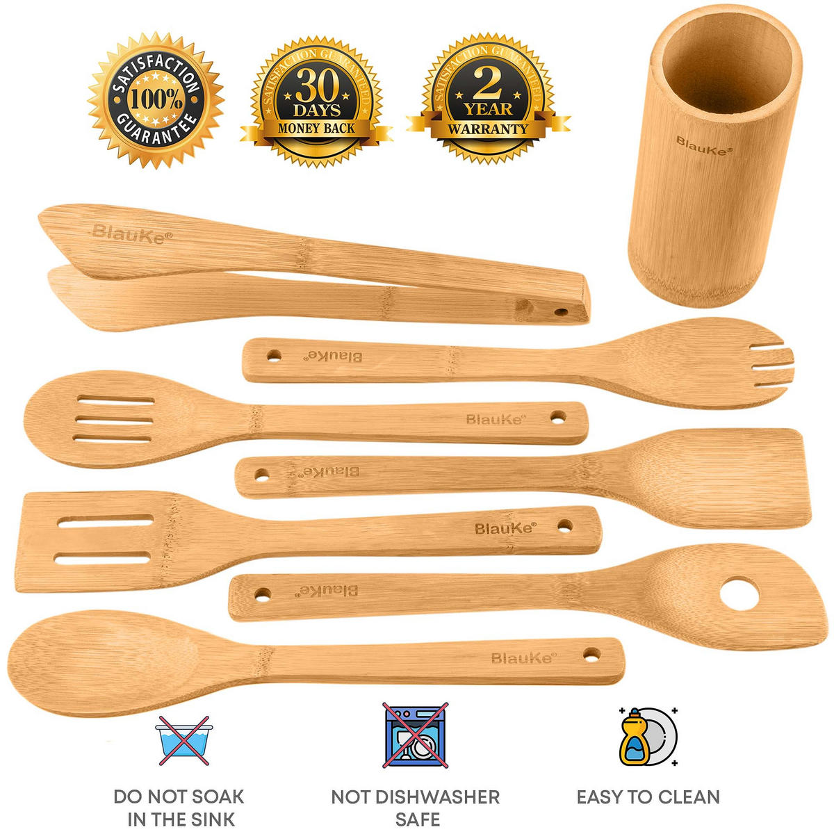 KÜCHENHELFER Set aus Holz 8-teilig - Beige, Holz - BlauKe