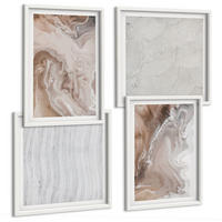 BILDER SET 4er Set - 50x50 cm & 40x60 cm Weißer Rahmen - Abstrakte Marmormuster aus Stein - Weiß, Kunststoff (50/50cm) - TULUP