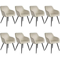 ESSZIMMERSTUHL 8er Set Marilyn 58 x 62 x 82 cm creme/schwarz - Creme/Schwarz, Textil (58/82/62cm) - tectake
