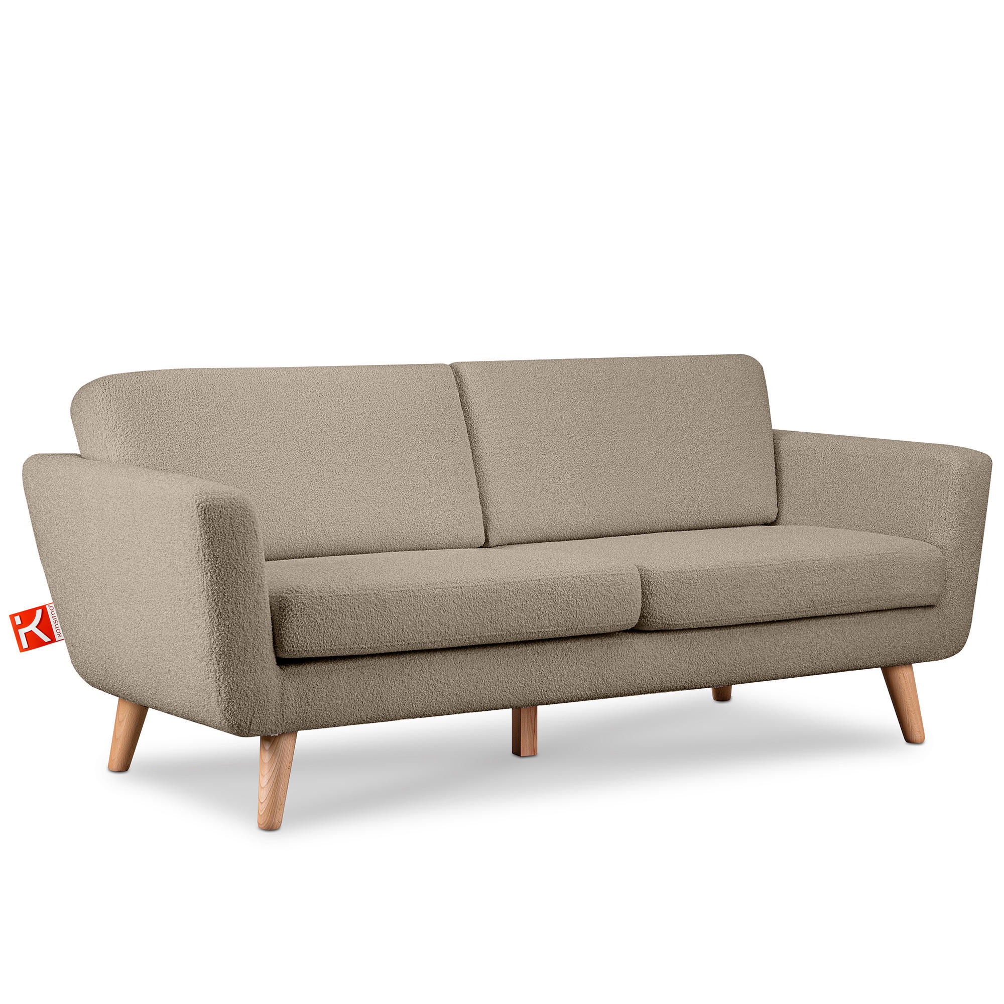 3-SITZER-SOFA TAGIO mit Armlehnen, Dunkelbeige - Graubraun/Beige, Buchenholz/Textil (88/80/190cm) - KONSIMO®