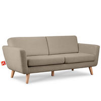 3-SITZER-SOFA TAGIO mit Armlehnen, Dunkelbeige - Graubraun/Beige, Buchenholz/Textil (88/80/190cm) - KONSIMO®