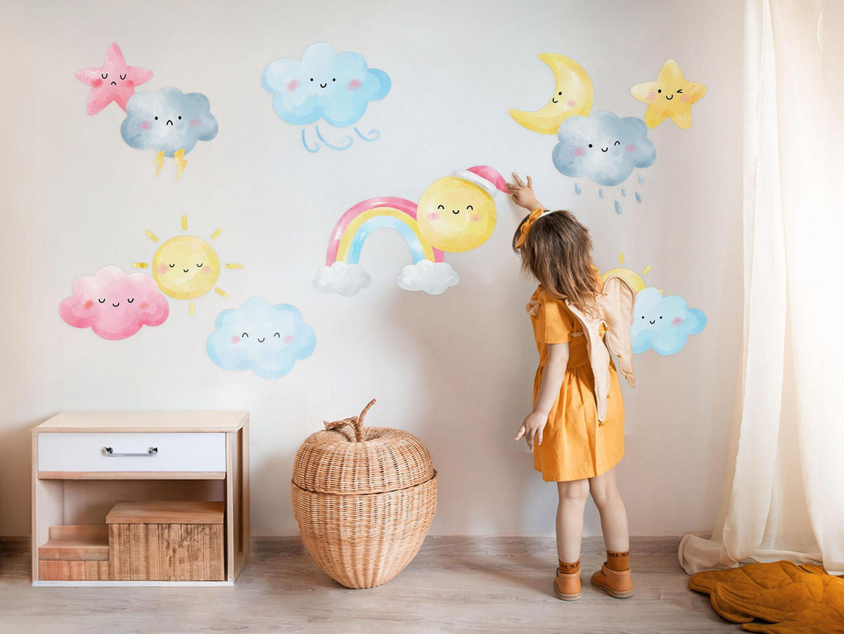 WANDAUFKLEBER 60x89cm - Natur-Pastellelemente - Multicolor, Kunststoff (60/89/0.1cm) - Wallfluent