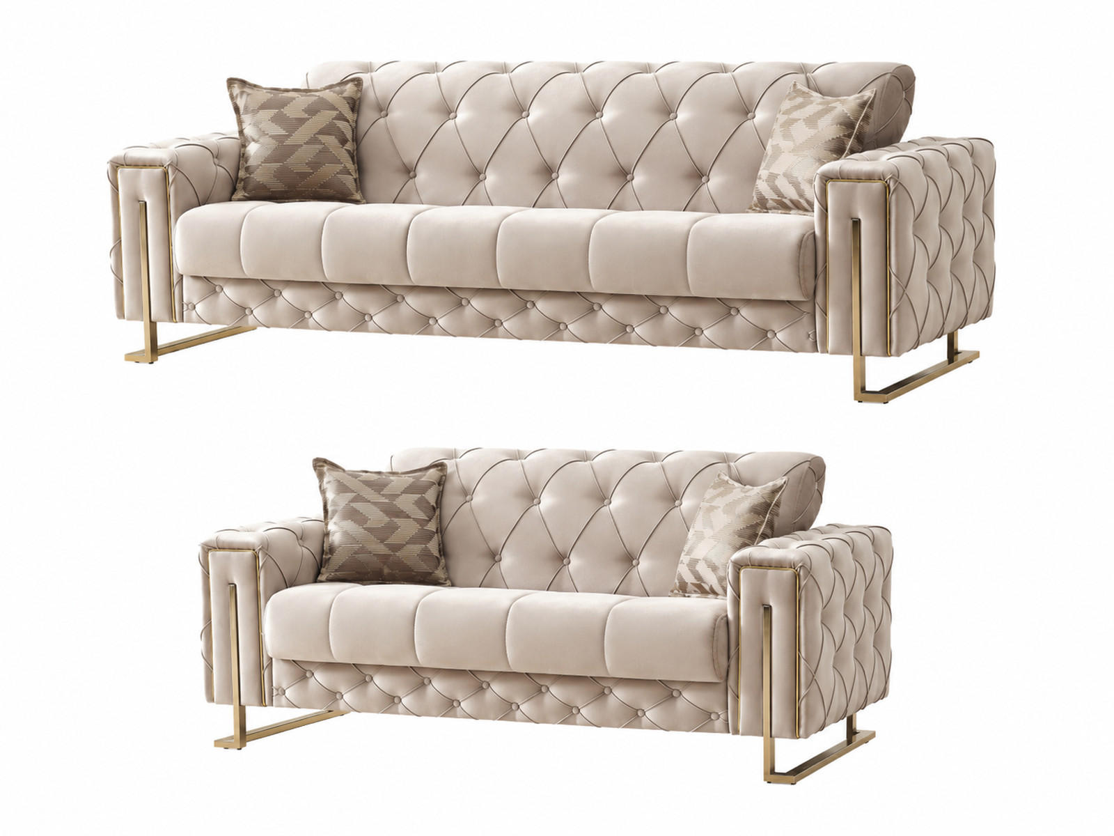 XXXLutz Sitzgarnitur Beige 220x80x100 cm