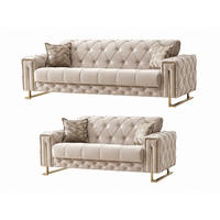 SITZGARNITUR Shimla, Beige Stellvariante 3+2 - Beige, Holzwerkstoff/Metall (220/80/100cm)