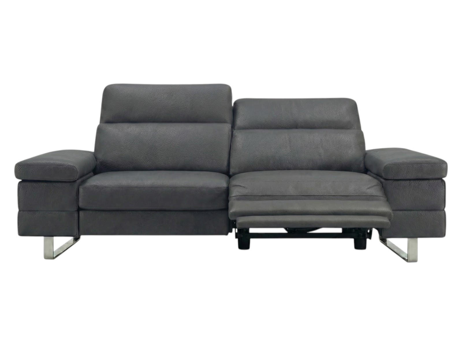 3-SITZER Sofa Virage Echtleder mit 1 x Relaxfunktion Anthrazit - Anthrazit, Leder/Metall (212/75/109cm)