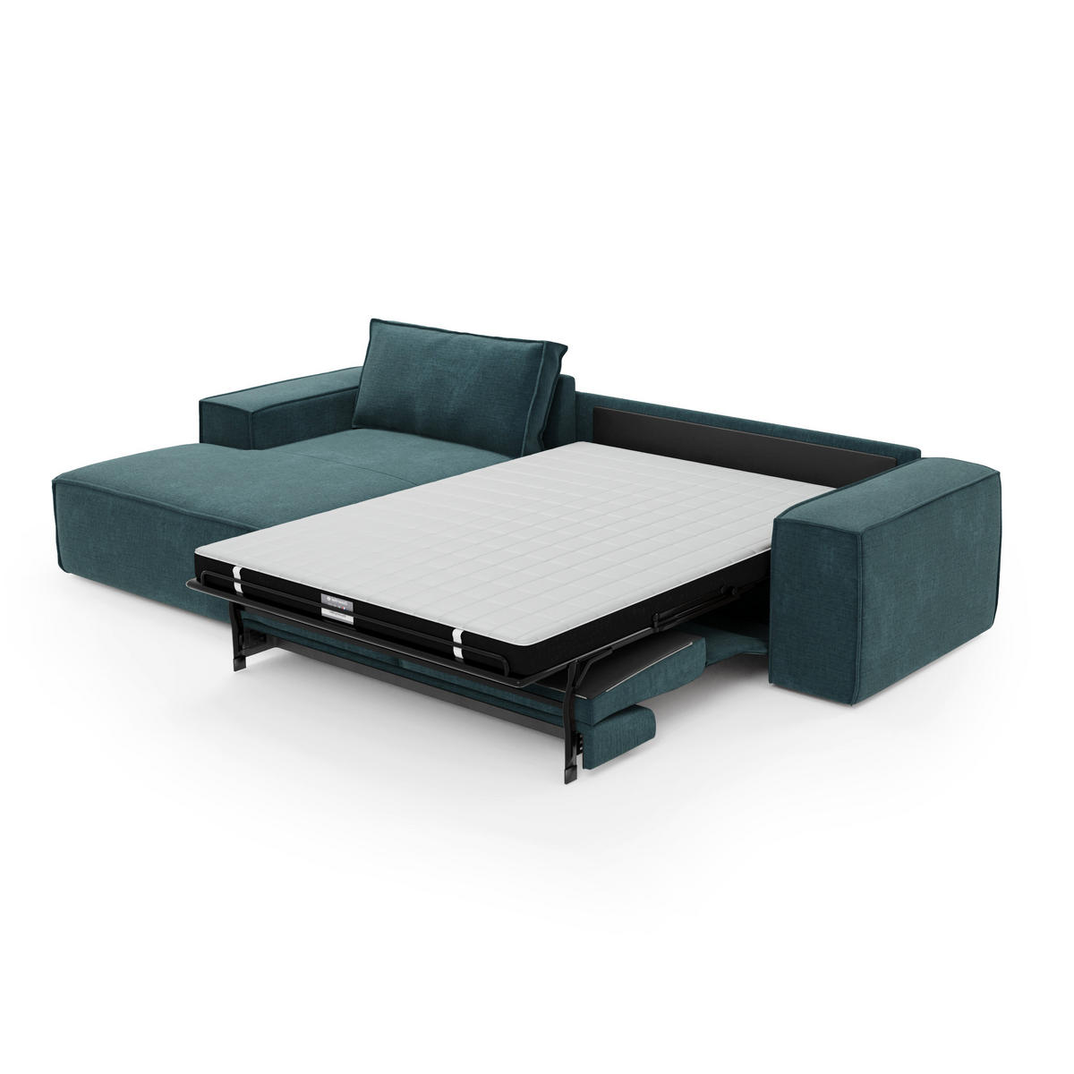 ECKSOFA LINKS Samt Ozeanblau 302cm - Dunkelblau, Textil (165/302cm) - Sia Home