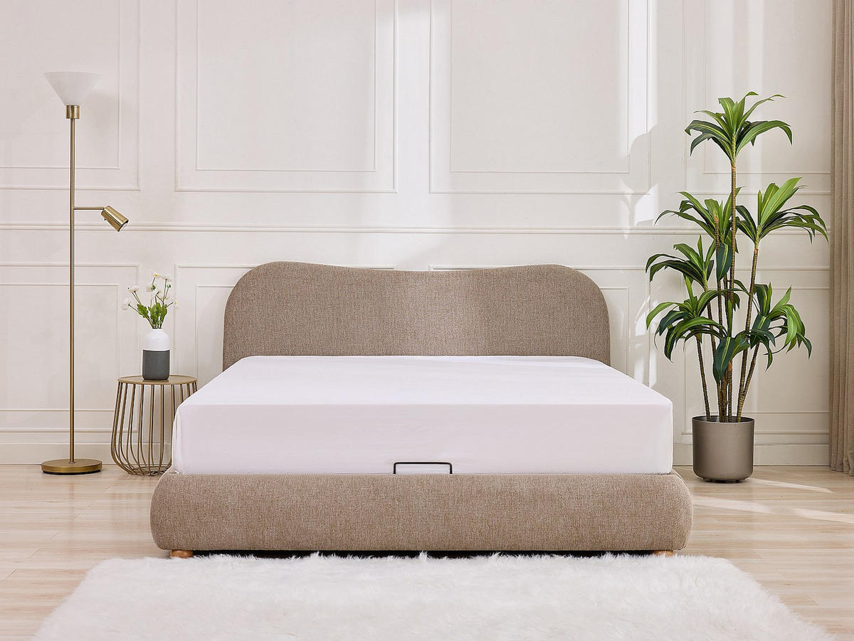 BETT mit Bettkasten - 2 Personen - stoff - taupe Vanari - Taupe, Holz/Textil (140/190cm) - Vente-Unique