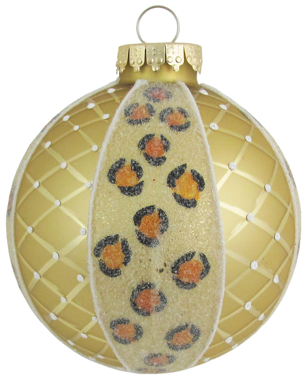 CHRISTBAUMKUGEL Leopard Goldfarbig 8cm (Glas / 1 Stk.) - Goldfarben, Glas (8/8/8cm) - Krebs Glas Lauscha