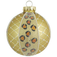 CHRISTBAUMKUGEL Leopard Goldfarbig 8cm (Glas / 1 Stk.) - Goldfarben, Glas (8/8/8cm) - Krebs Glas Lauscha