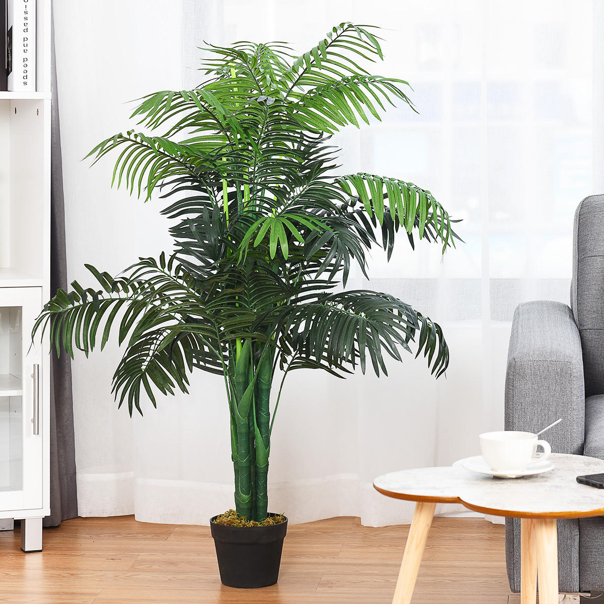 KUNSTPFLANZE Zimmerpalme Palme Grün - Grün, Kunststoff (110cm) - COSTWAY