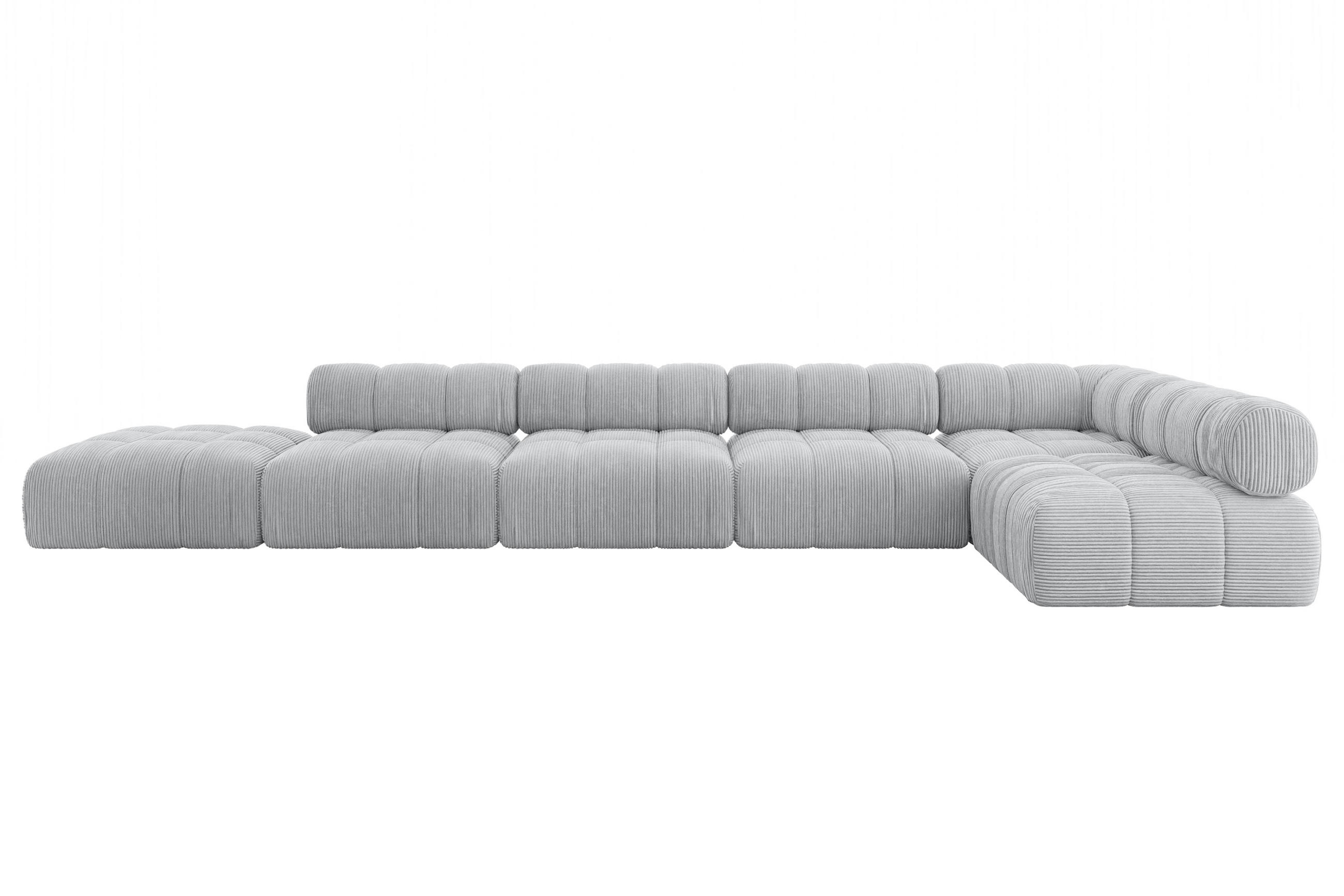 ECKSOFA modulares Sofa Favio-L3 - 475x190x70 cm Grau Cord - Grau, Holzwerkstoff/Textil (475/190cm) - ALTDECOR