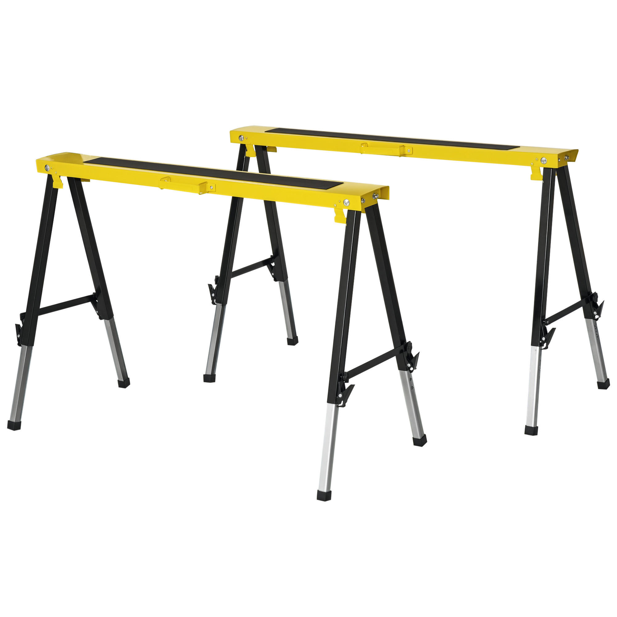 SÄGEPFERD 2ER-SET DE-09187 klappbar & höhenverstellbar, rutschfest Gelb - Gelb, Metall (49/90/100cm) - ComfortXL