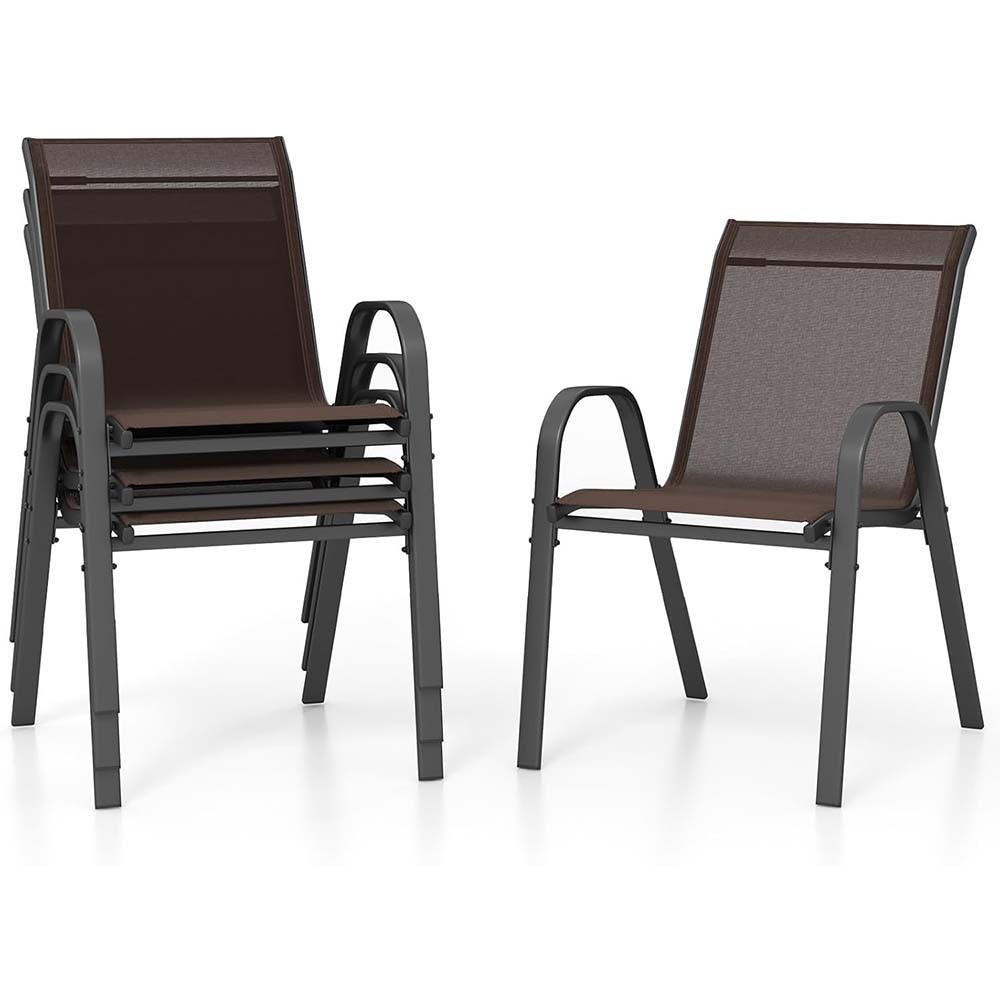 GARTENSTÜHLE Braun(4-teilig) - Braun, Metall (70/84/56cm) - COSTWAY