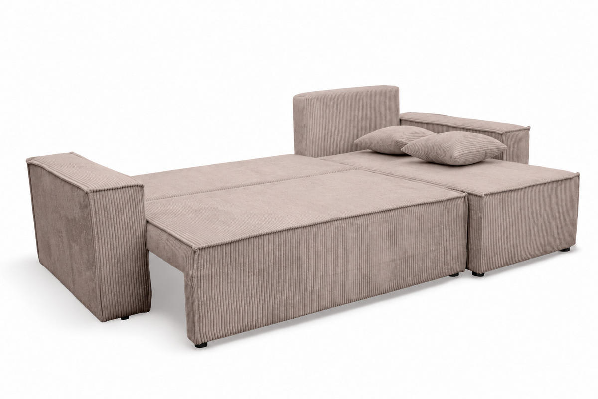 ECKSOFA Karl L mit Bettkaste und Schlaffunktion, Taupe - Taupe, Textil (244/145cm) - KS Home Concept