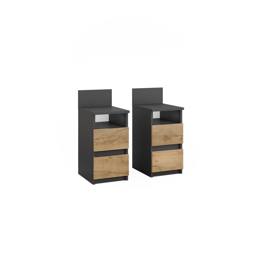 NACHTTISCH Monty Anthrazit/Goldkraft Eiche 25 x 59.1 cm 2er Set - Anthrazit, Holzwerkstoff (25/59.1/32.3cm) - Vicco