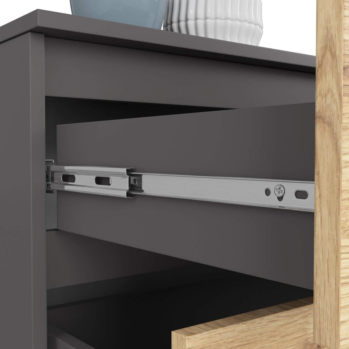 KOMMODE K160 4 Schubladen, Grau-Artisan, 160x40x54 cm - Eiche Artisan/Grau, Holz (160/54/40cm) - Milordbikes
