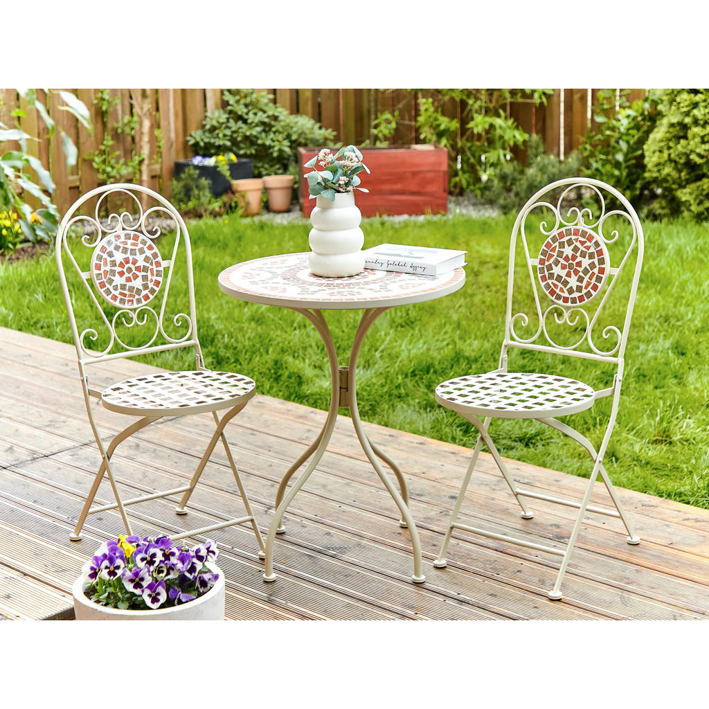 Thumbnail - Beliani Bistro-Set, Weiß, Rot, Grau, Metall, Balkonmöbel, Balkonmöbel-Sets