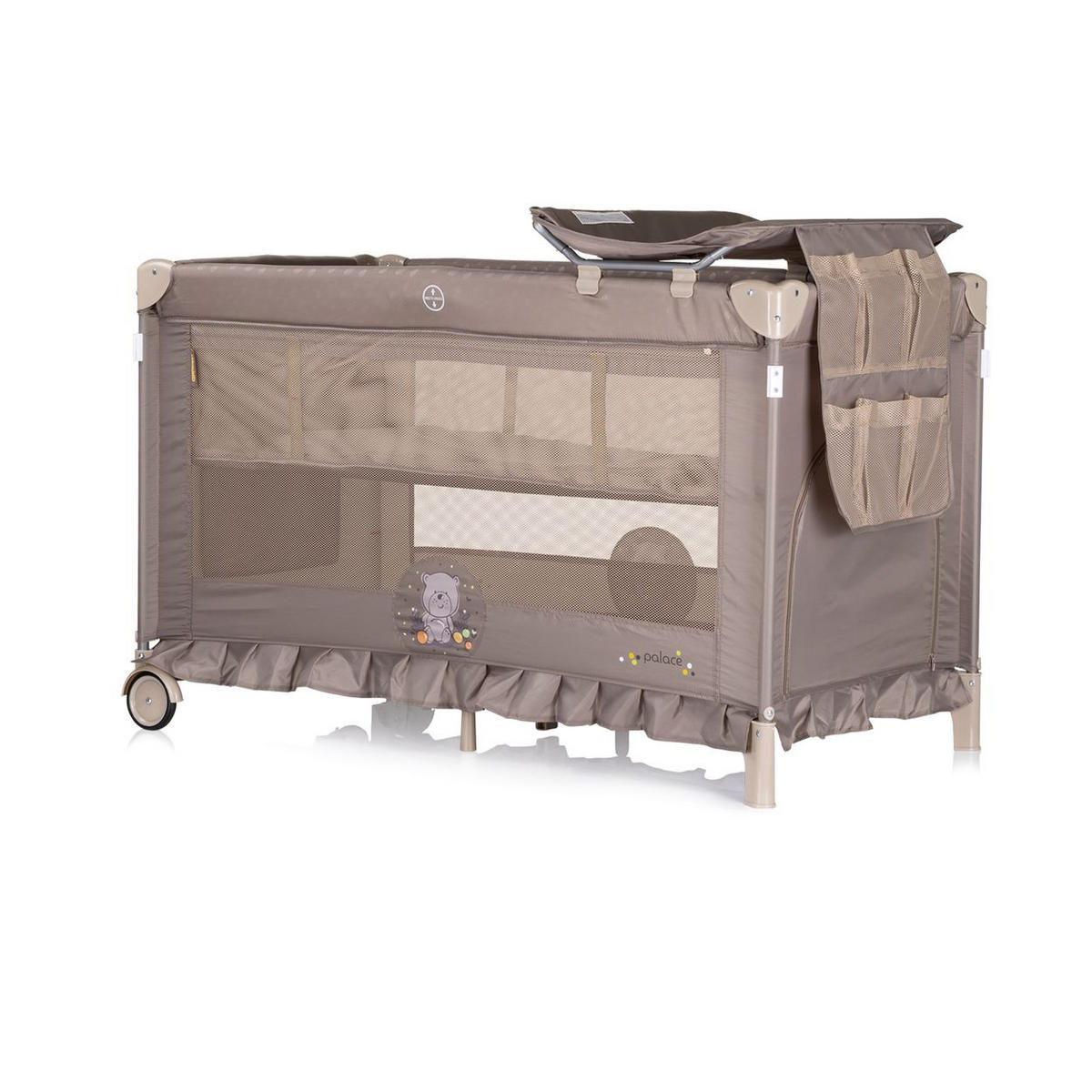 REISEBETT Palace, Baldachin beige/braun Moskitonetz zwei Ebenen Wickelauflage - Beige, Kunststoff (60/120cm) - Chipolino