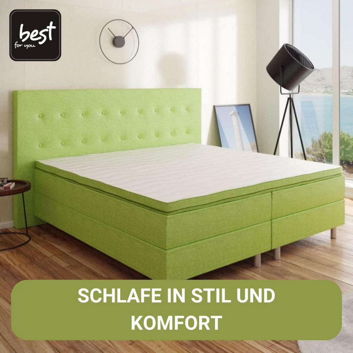 BOXBETT Neo First Class Bett Polsterbett - Jadegrün, Holz/Holzwerkstoff (160/200cm) - Best For Home