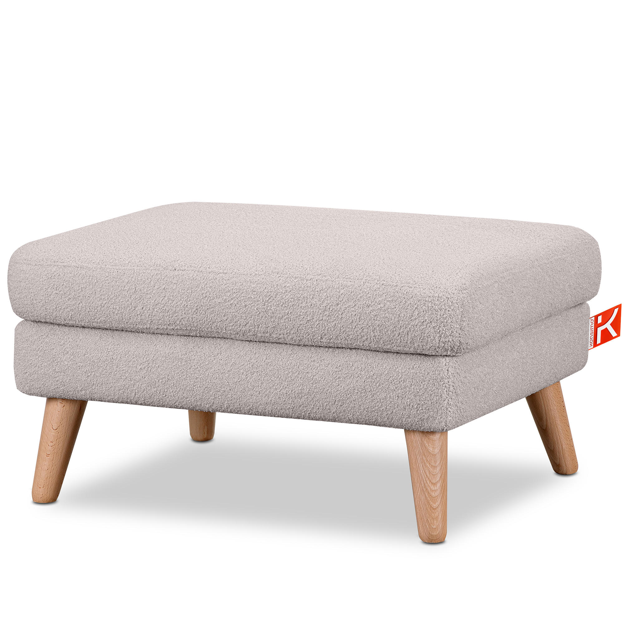 SITZHOCKER TAGIO Pouffe, hellgrau - Hellgrau/Braun, Buchenholz/Textil (65/46/80cm) - KONSIMO®