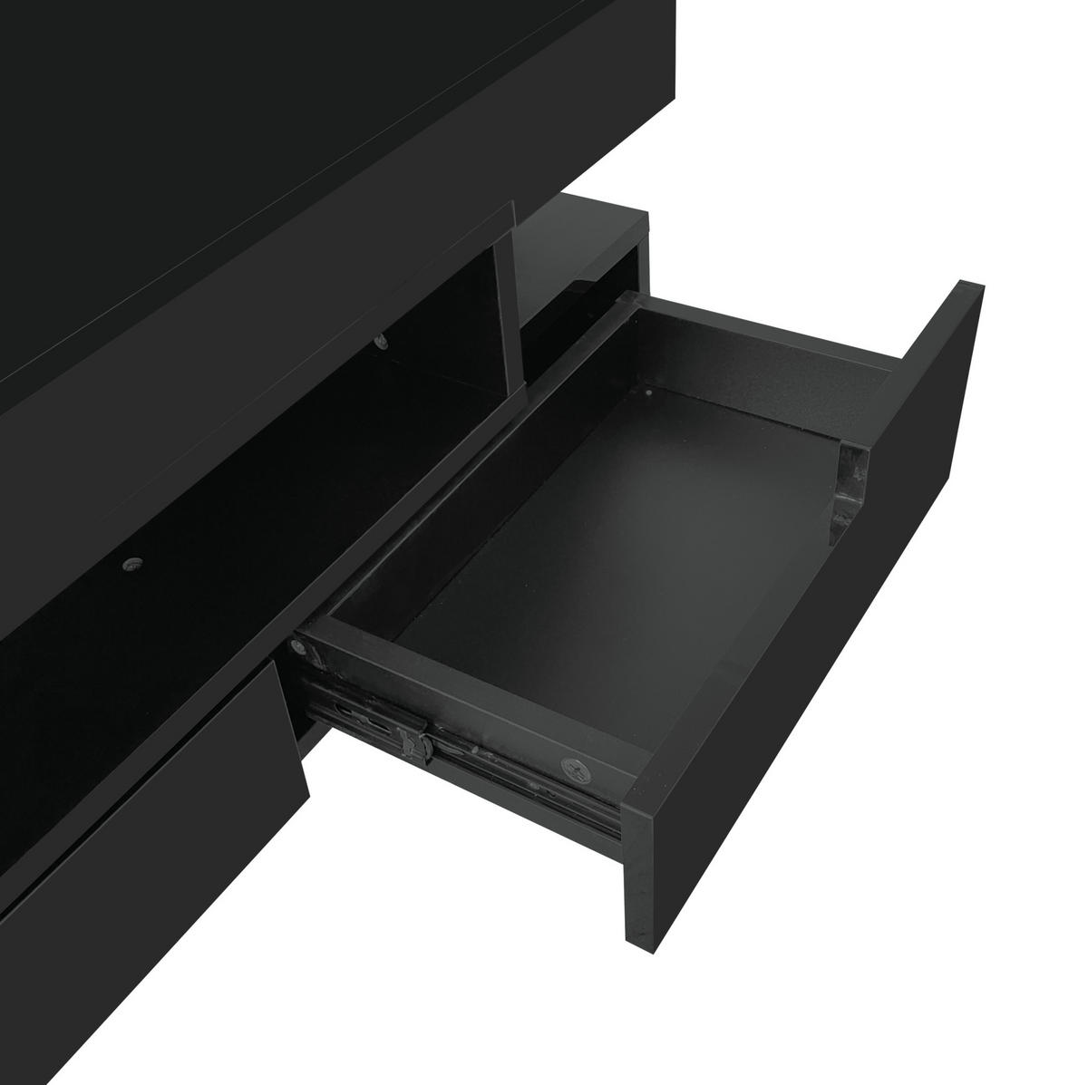 COUCHTISCH aus Spanplatte 80x50x36 cm in Schwarz mit LED-Beleuchtung - Schwarz, Holzwerkstoff (80/50/36cm) - Modfu