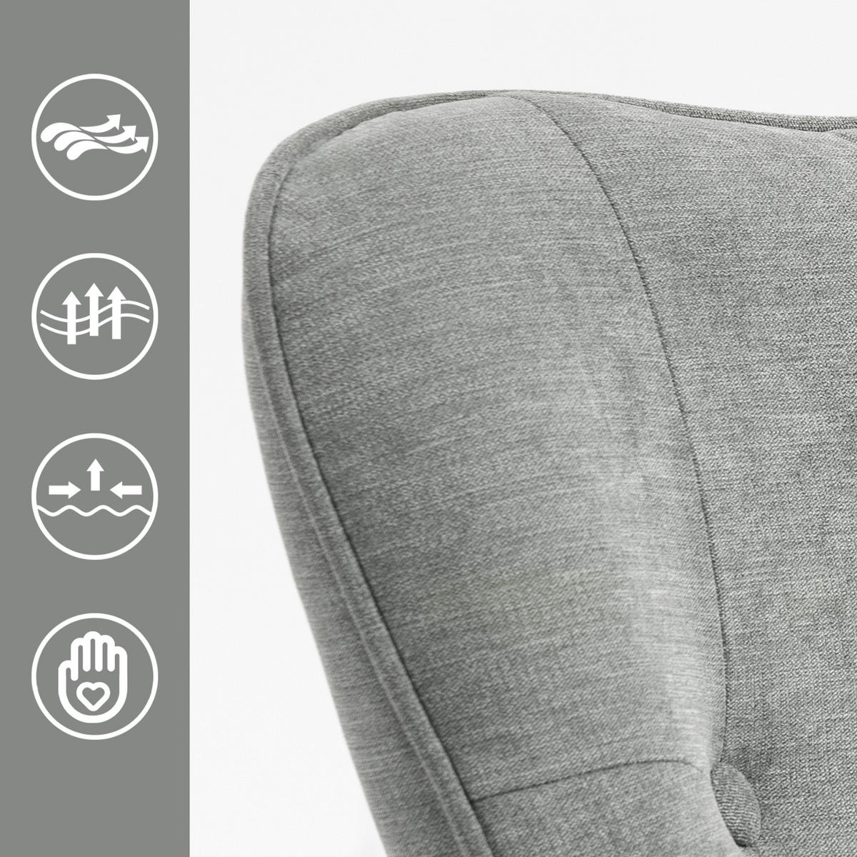 SCHAUKELSTUHL in Webstoff Grau - Buchefarben/Grau, Holz/Textil (66/97/84cm) - Meubles Cosy