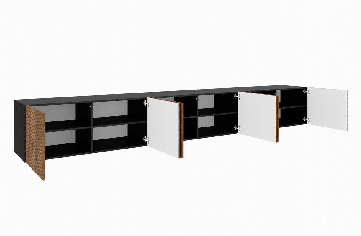 TV-SCHRANK KLER - Wildeiche/Schwarz, Holzwerkstoff (300/41/40cm) - Meblini