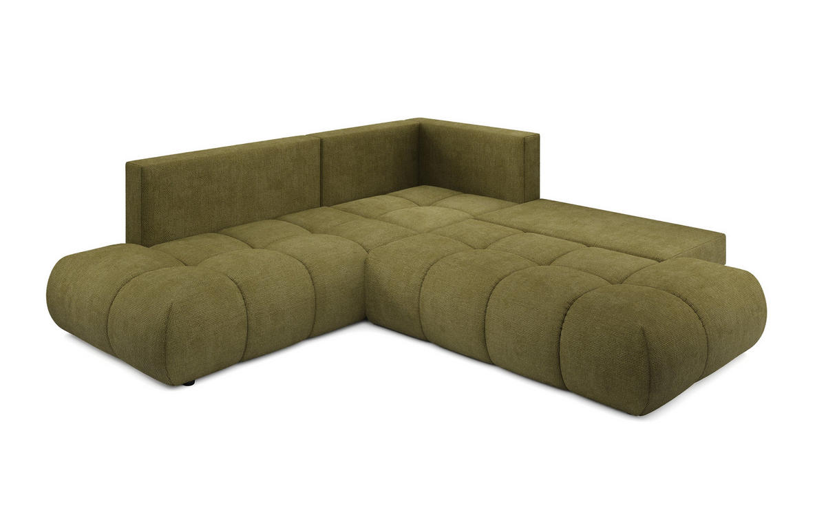 ECKSOFA DUCA II L-S Grün Chenille mit Schlaffunktion - Grün, Holz (266.5/266.5cm) - MASSENO