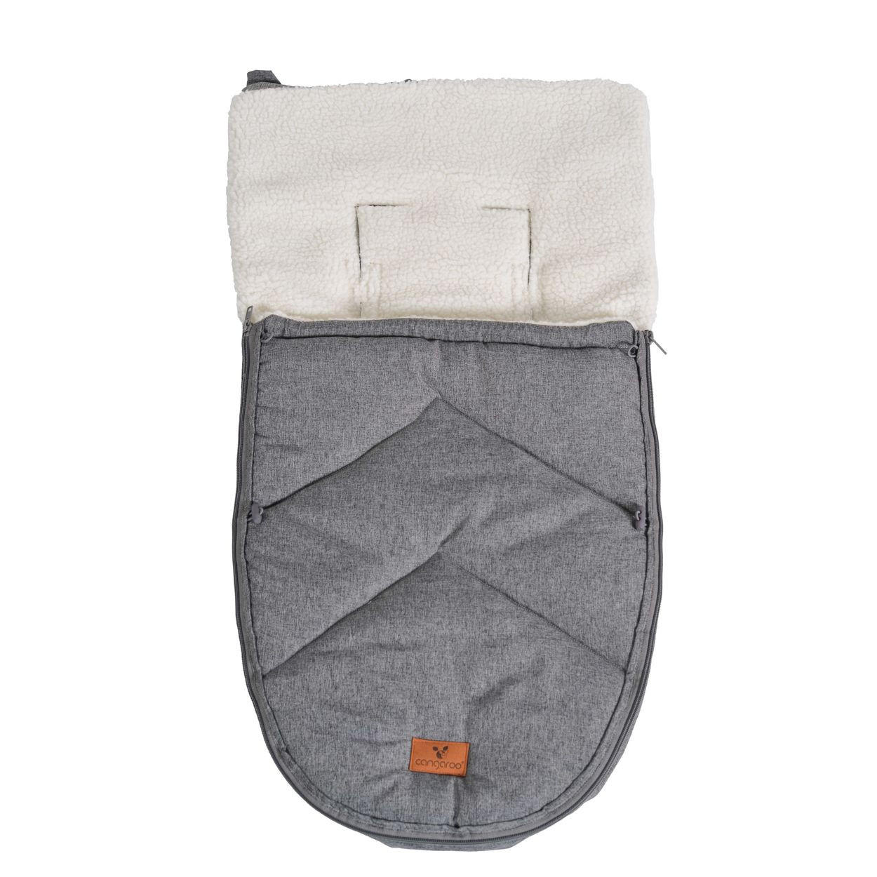 FUSSSACK Luxe grau 80 cm, für 5-Punkt-Gurtsystem, flauschiges Innenfutter, wetterfest - Grau, Textil (40/8/80cm) - Cangaroo