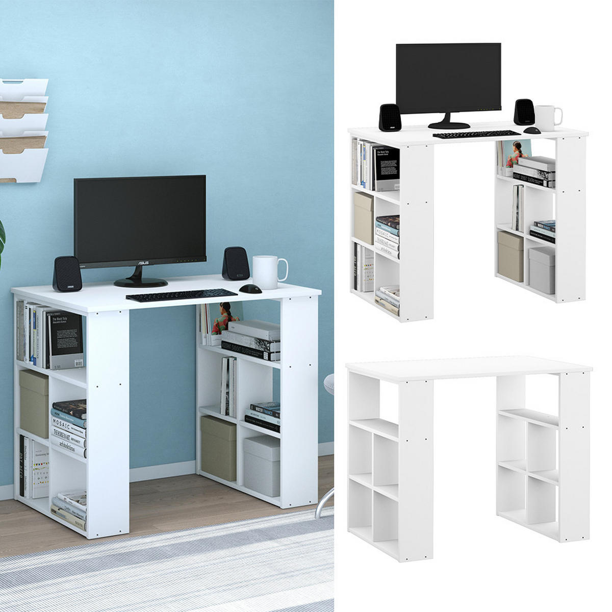 SCHREIBTISCH Arwen Weiß 90 x 60 cm - Weiß, Holzwerkstoff (60/90/74.2cm) - Vicco