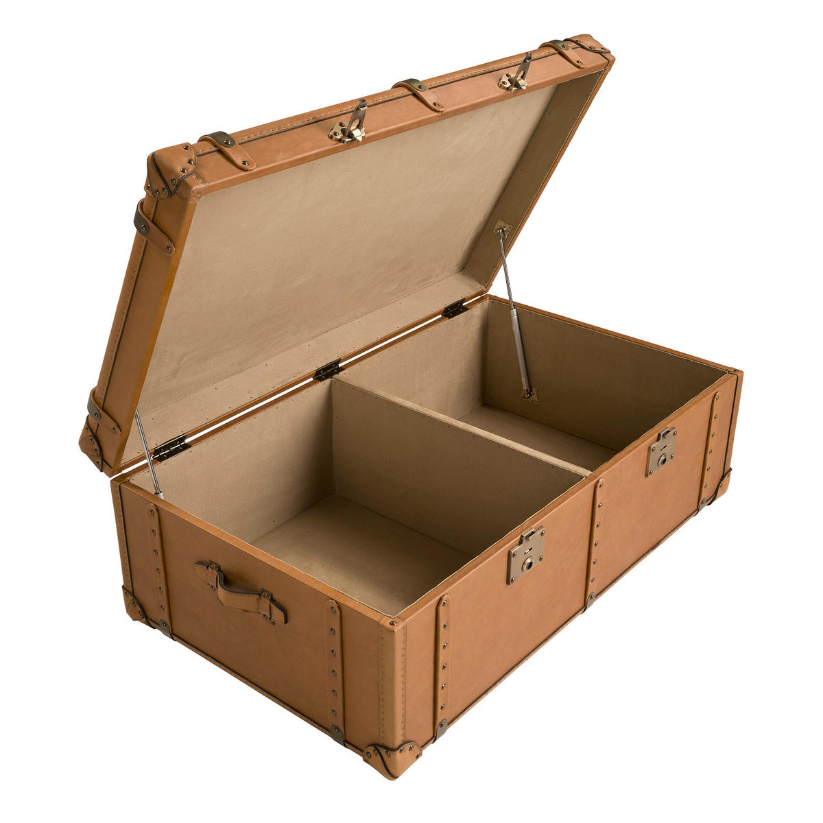 KOFFER Rechteckig Braun Gold 126/74/46 - Braun, Leder (74/126/46cm) - ANGEL CERDA