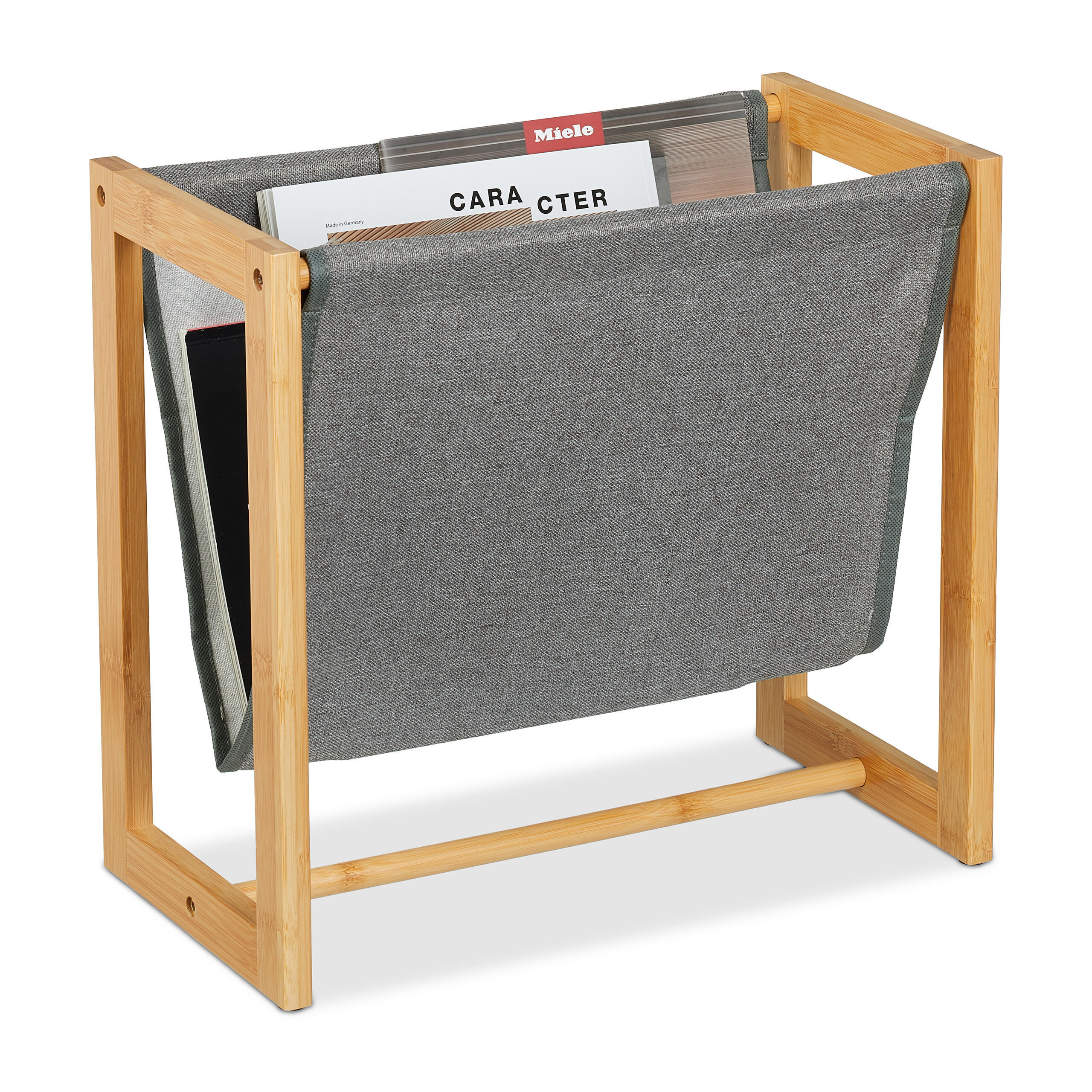 SUPORT REVISTE Natural Gri bambus textil 37 cm