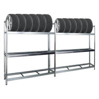 REIFENREGAL Tiger XL 2er-Set mit 2x 200x180x45 cm 300 kg Fachlast bis zu 42 Reifen Verzinkt - Silberfarben, Metall (360/200/45cm) - PROREGAL