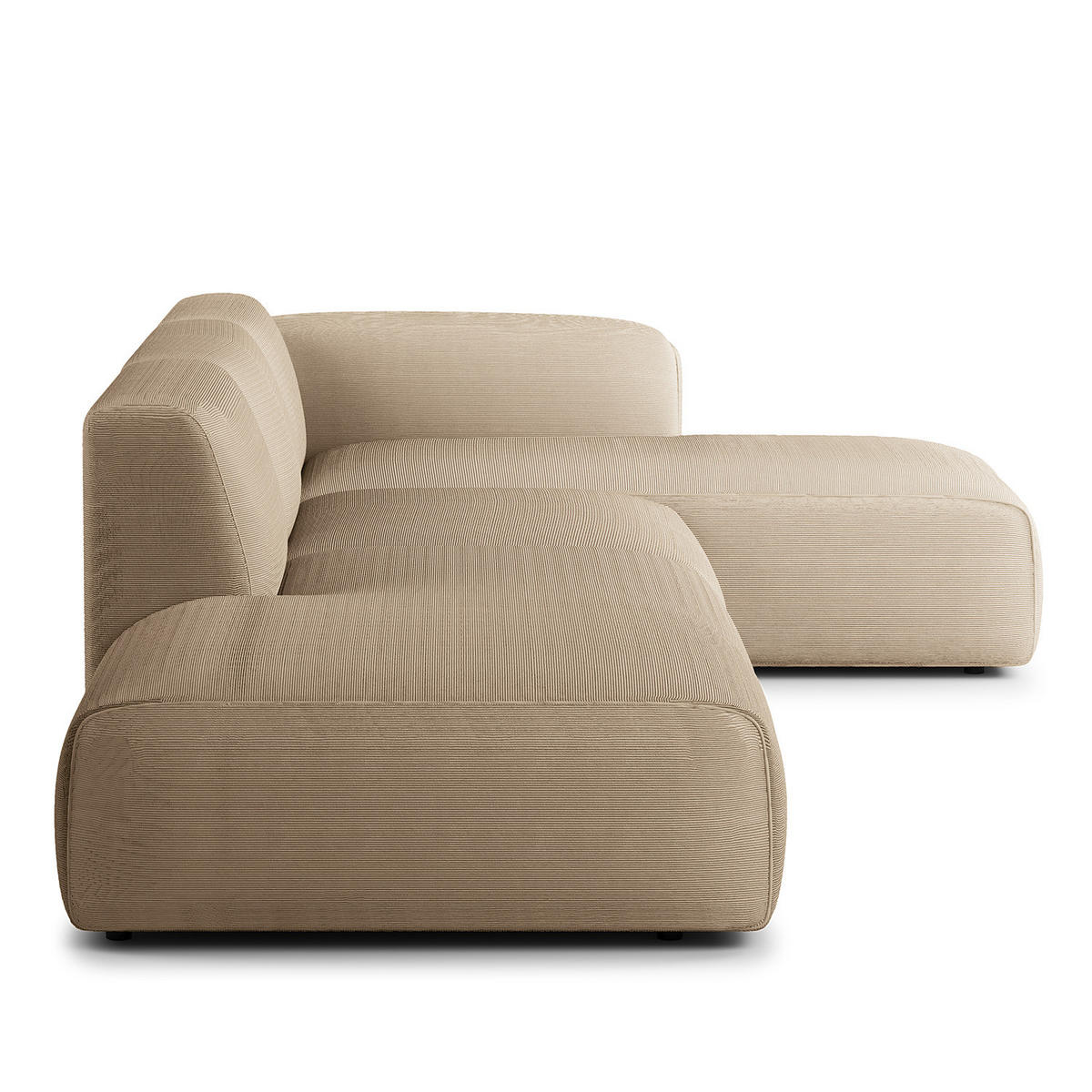 ECKSOFA mit Chaiselongue - Taupe/Schwarz, Kunststoff/Textil (290/173cm) - home24