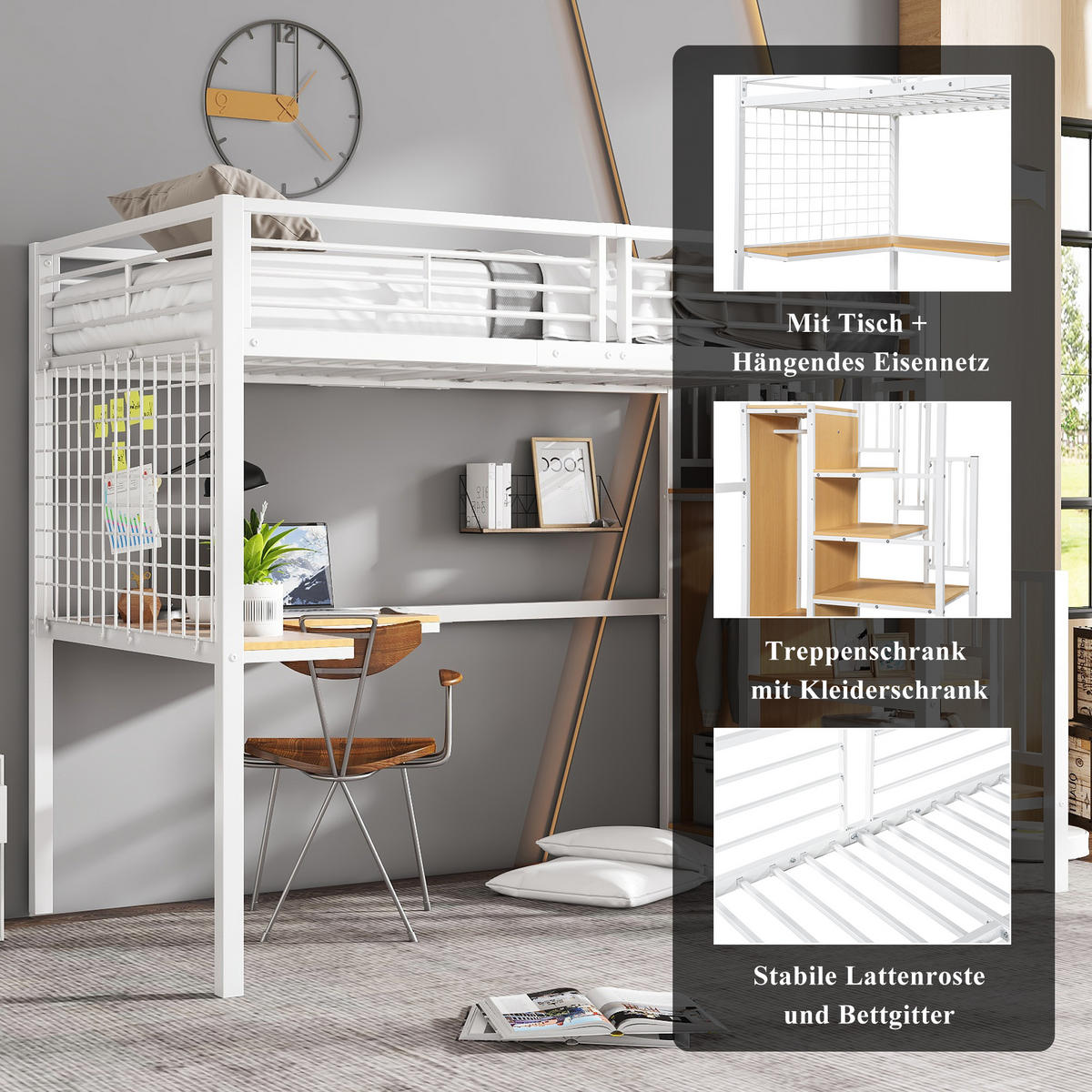 HOCHBETT 90x200 cm Tisch Schrank weiß - Weiß, Holzwerkstoff (90/200cm) - LEBENLANG