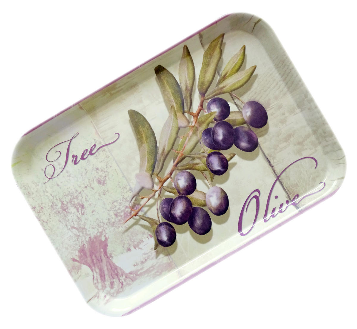 TABLETT Olivenbaum, rechteckige Melamin Serviertablett 38x26 cm - Grün, Kunststoff (26/2/38cm) - Lashuma