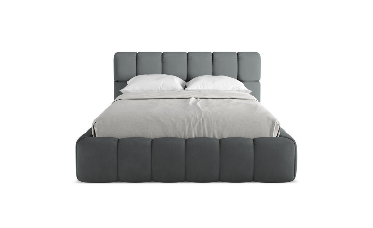 POLSTERBETT mit Bettkasten und Lattenrost 160x228 Grau - Schwarz/Graphitfarben, Kunststoff/Textil (140/200cm) - Makamii