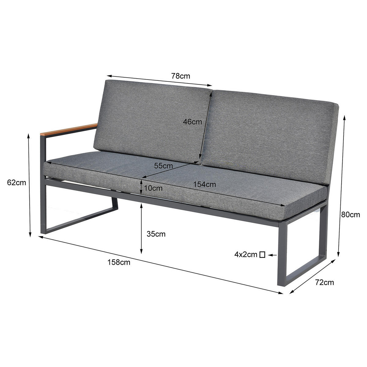 LOUNGEGRUPPE - 5-teilig - Stahl / Webstoff - Grau - Grau, Kunststoff/Textil - home24