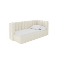 EINZELLBETT Jugendbett mit Bettkasten und Matratze H3/H4, Links - HUGY 100x200 Beige - Champagner, Holzwerkstoff/Textil (100/200cm) - ALTDECOR