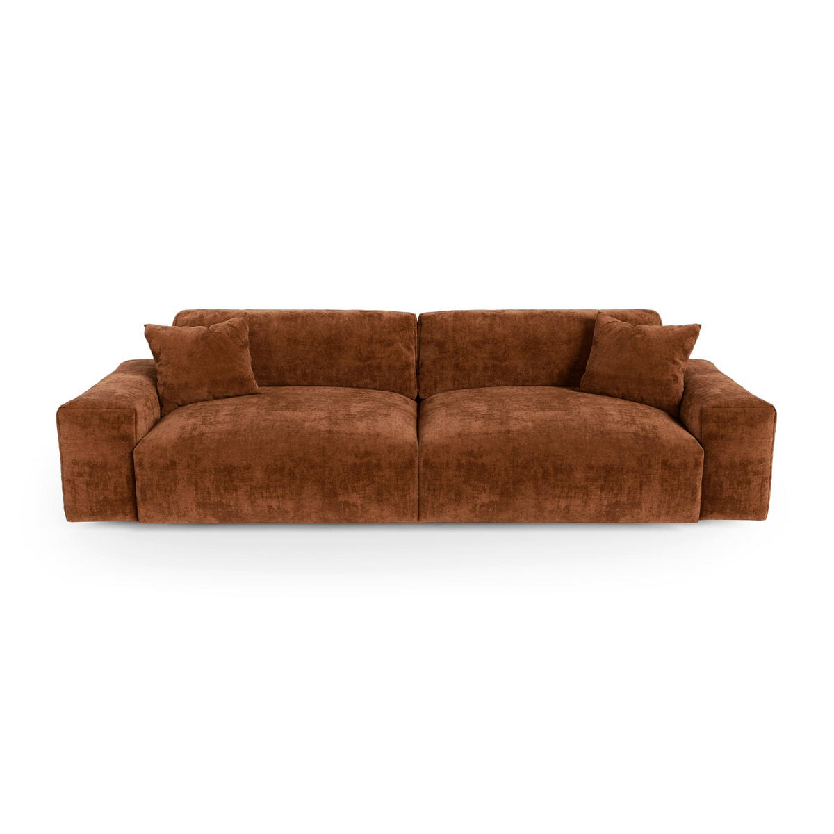 SOFA CHEER Geprägter Samt Terrakotta 220cm - Dunkelorange/Terracotta, Textil (220/84/94cm) - Premium Interiors