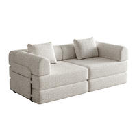 SCHLAFSOFA 2-in-1 mit Armlehnen-Ablagefach in Khaki Chenille 200/90/80 cm - Naturfarben, Textil (181.6/49.5/94cm) - OKWISH