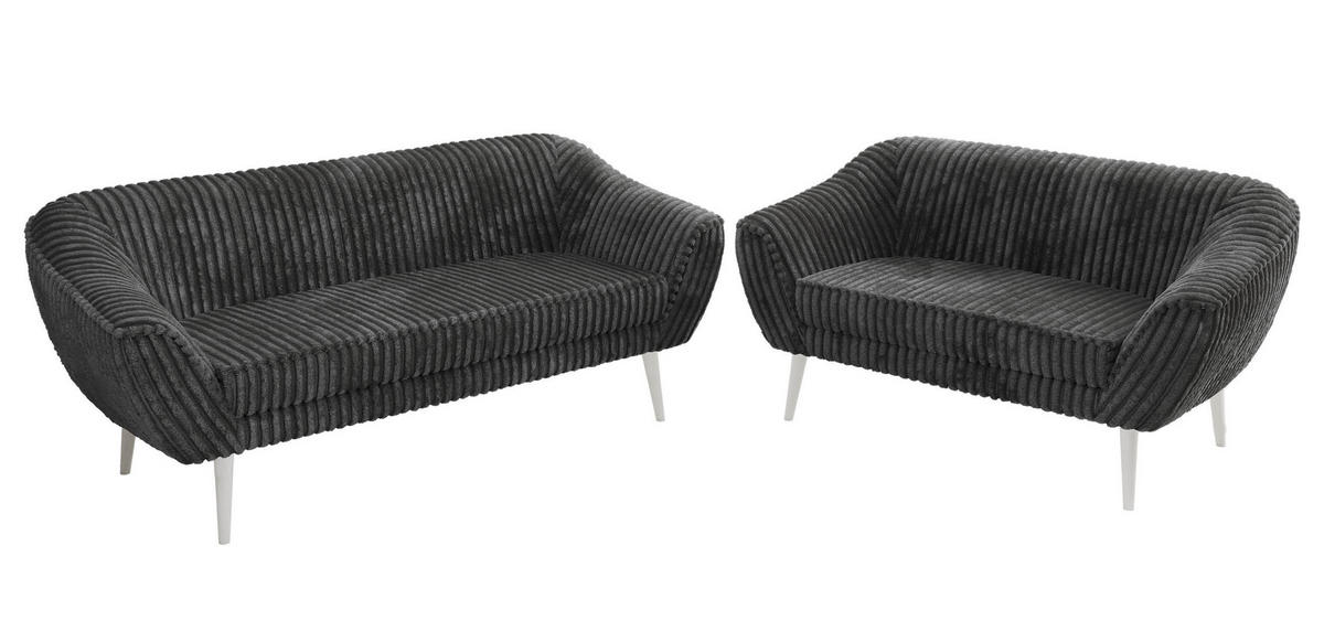 SEDACÍ SOUPRAVA 3+2 PIRS - Šedá Manšestr - Bílé nohy - šedá/bílá, kompozitní dřevo/textil (180/75/74cm) - MKS