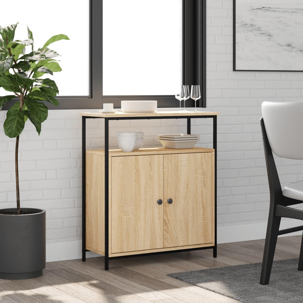 SIDEBOARD mit 2 Türen, 1 Fach 70/30/80 cm aus Holzwerkstoff Sonoma-Eiche Dekor - Sonoma Eiche, Holz (70/80/30cm) - vidaXL