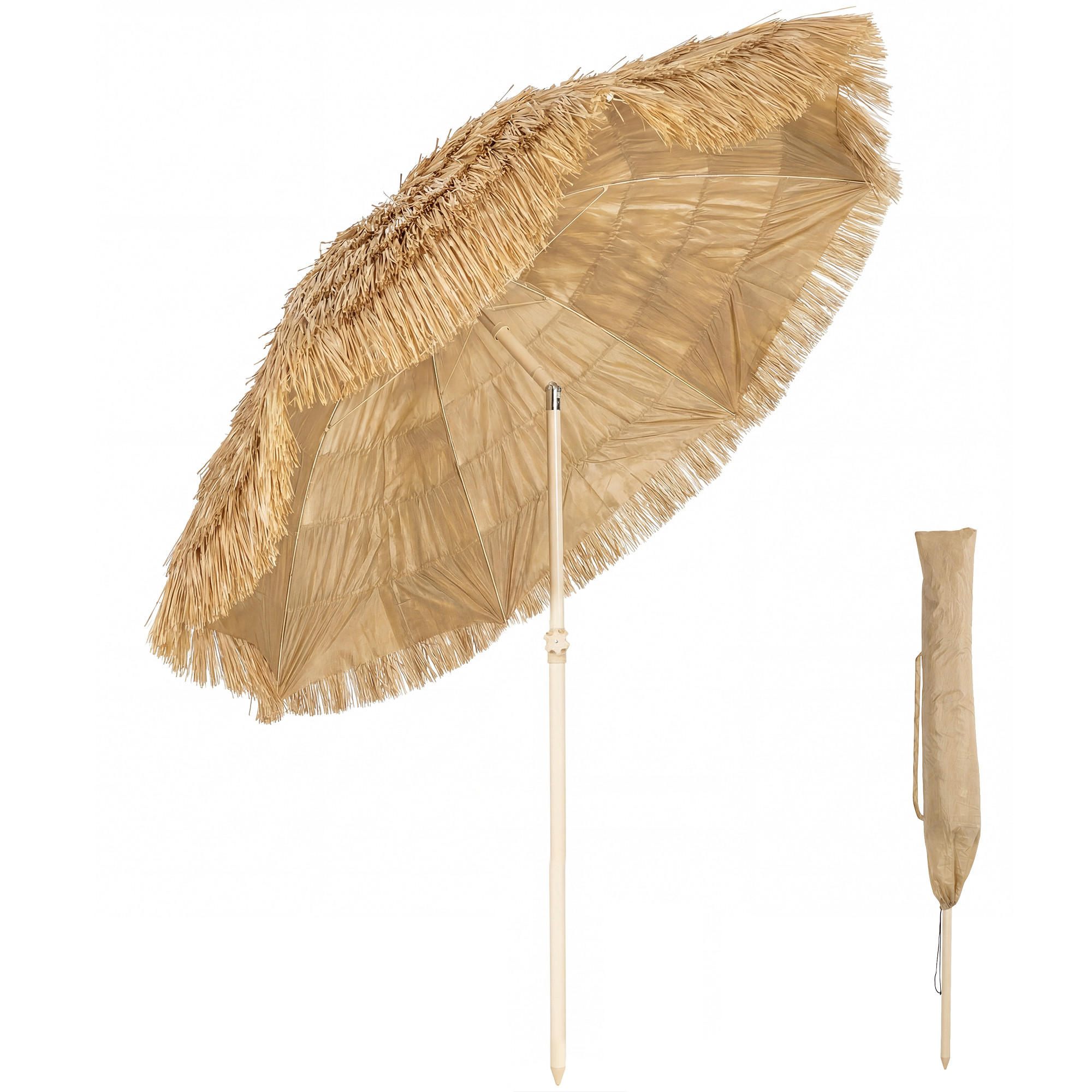 STRANDSCHIRM Kaki Ø 185 cm - Taupe, Metall (185/185cm) - PANGIVO