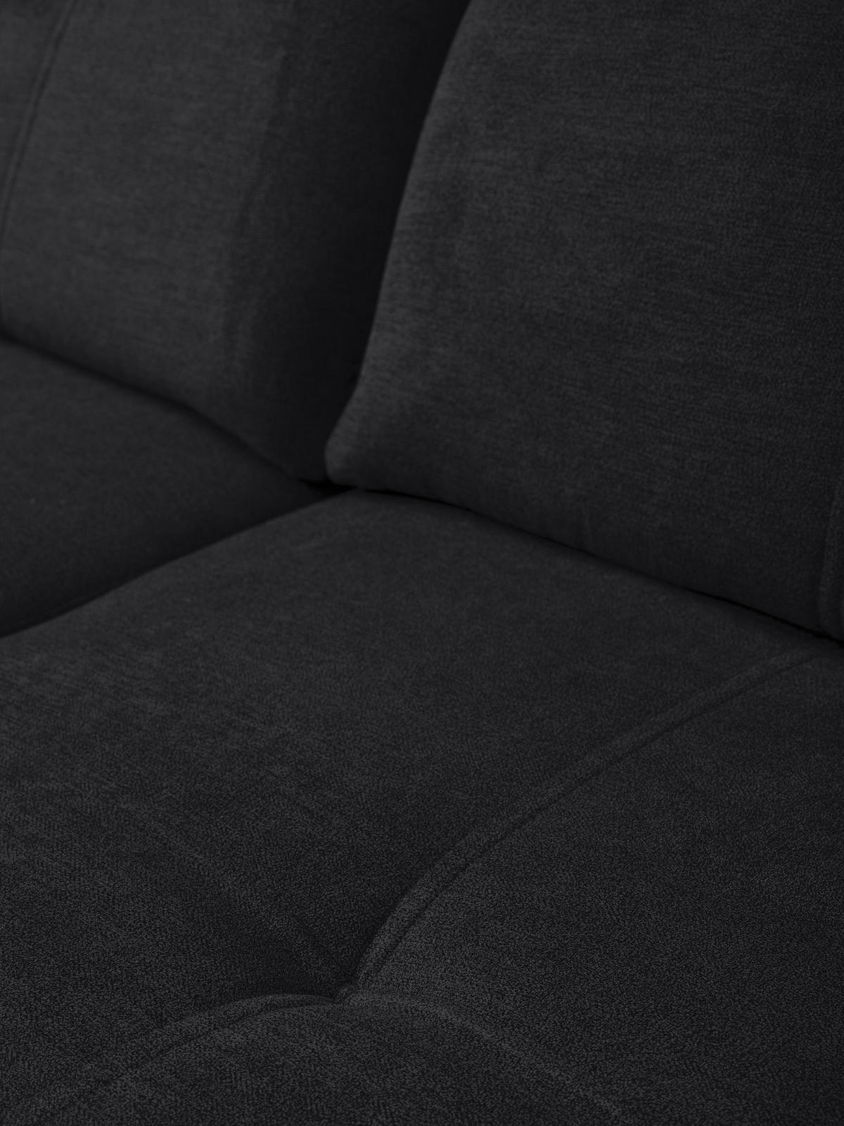 ECKSOFA PANAMA mit Schlaffunktion und Bettkasten, Farbe: Schwarz, Velourstoff, Ottomane Links - Schwarz, Textil (270/180cm) - VENASI MÖBEL