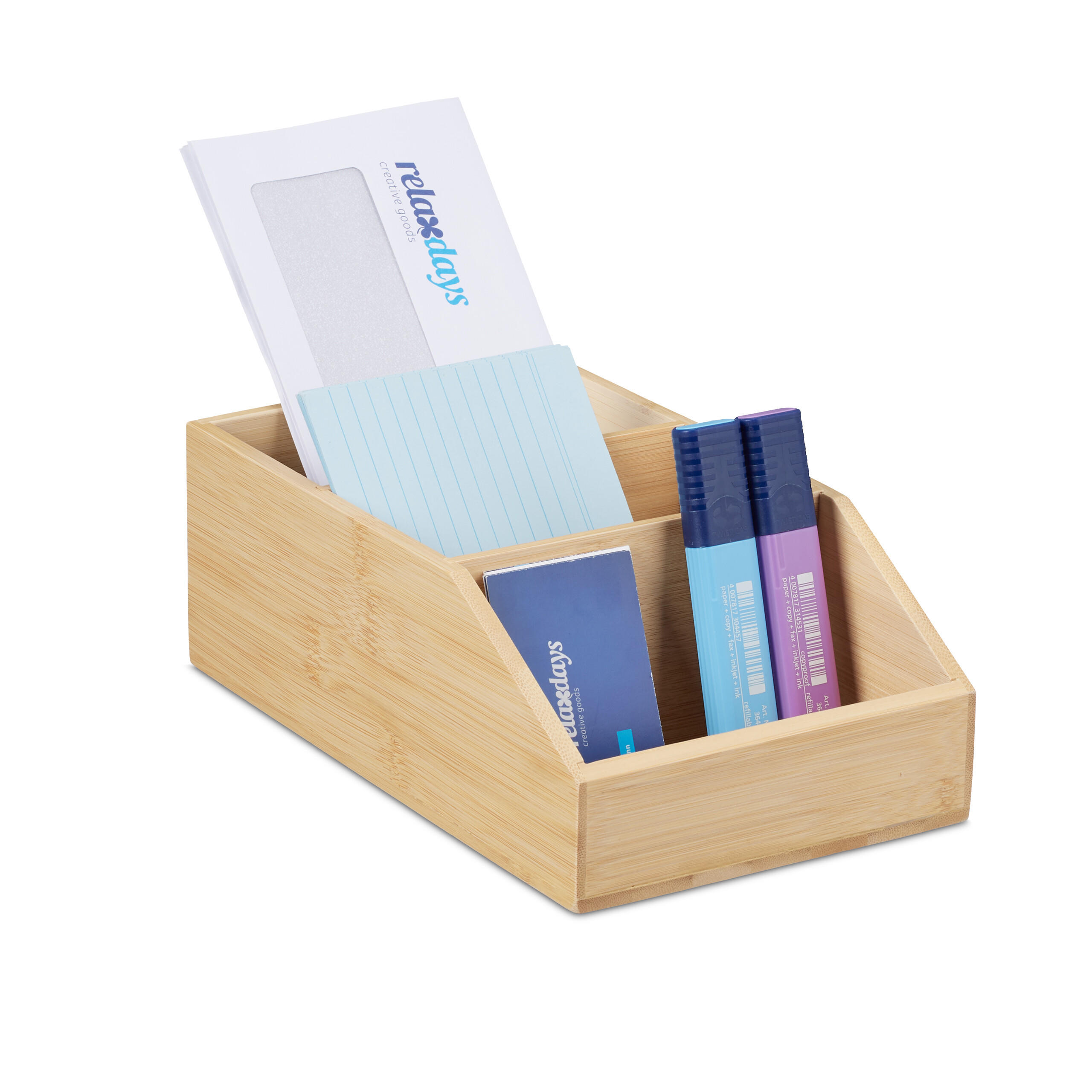 Relaxdays ORGANIZÉR Přírodní bambus 3 přihrádky 25,5 cm
