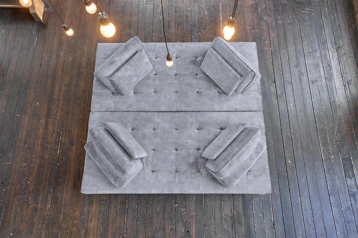 ECKSOFA WIOLO Grau Velvet - Silberfarben/Grau, Textil/Metall (350/240cm) - KAWOLA