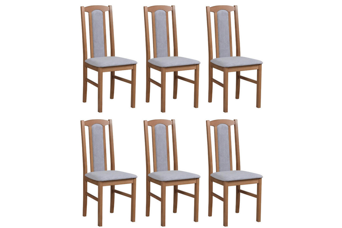 ESSZIMMERSTUHL - Set 6x BOS 7 hell nussbaum, soro 90 - Hellbraun/Cappuccino, Holz (43/96/40cm) - Leaf Design