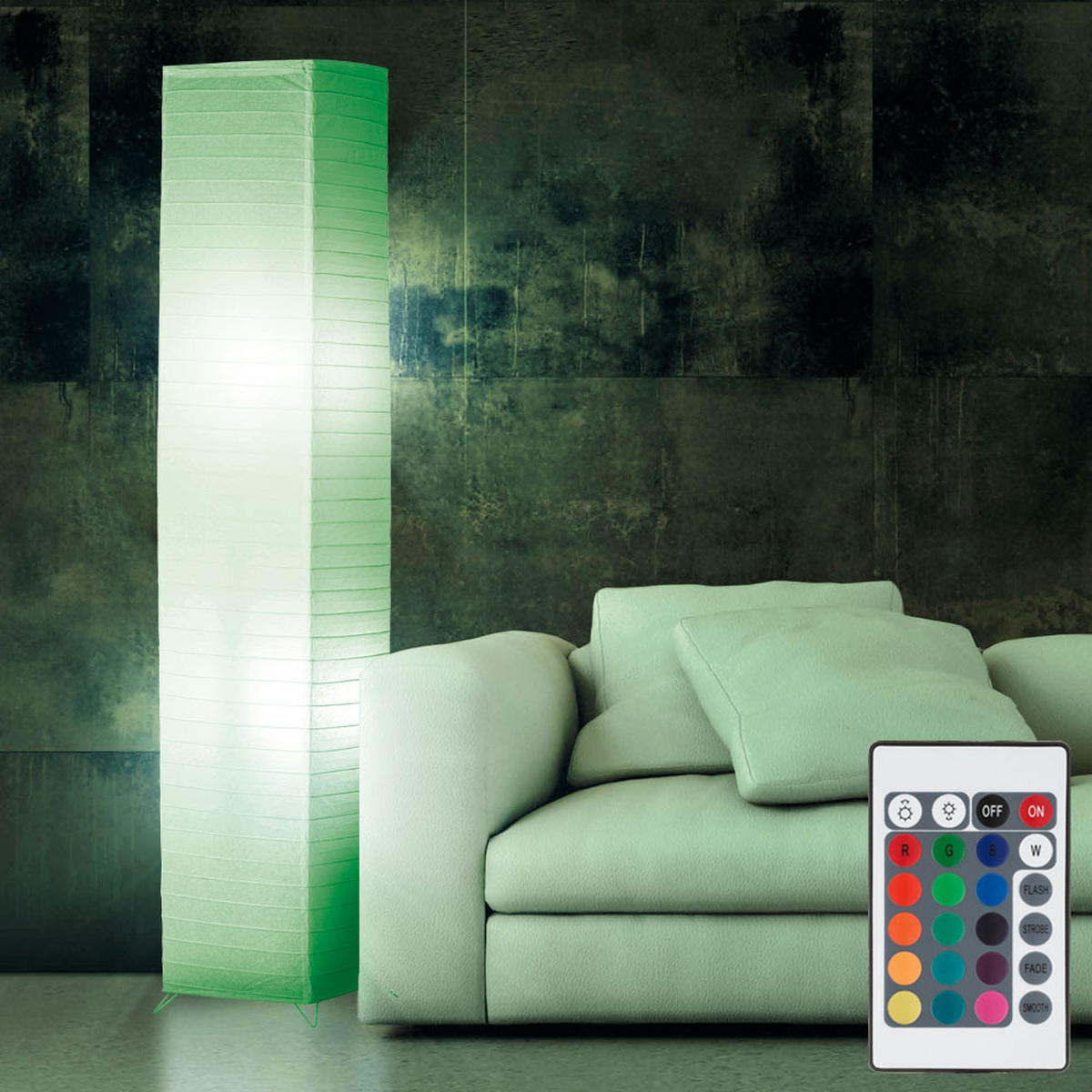 LED STEHLEUCHTE BAMBOO Weiß - Weiß, Papier (25/25/130cm)