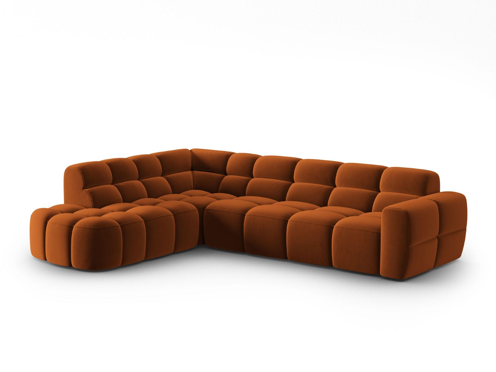 ECKSOFA links Lisa aus Samt terrakotta 5 Sitzplätze - Terracotta, Textil (234/293cm) - Micadoni